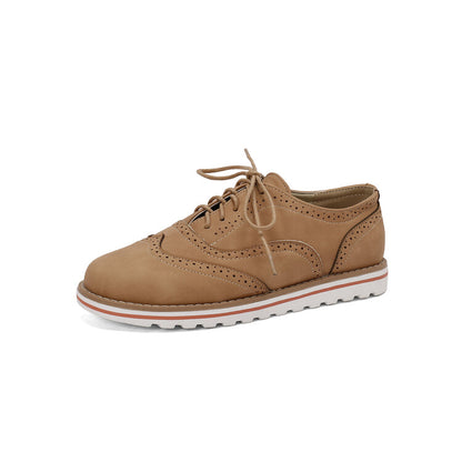 Women's Lace-Up Round Toe Flat Oxfords Brogues Shoes