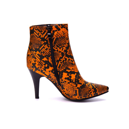 Women's Snake Pattern Spike Heel Ankle Boots