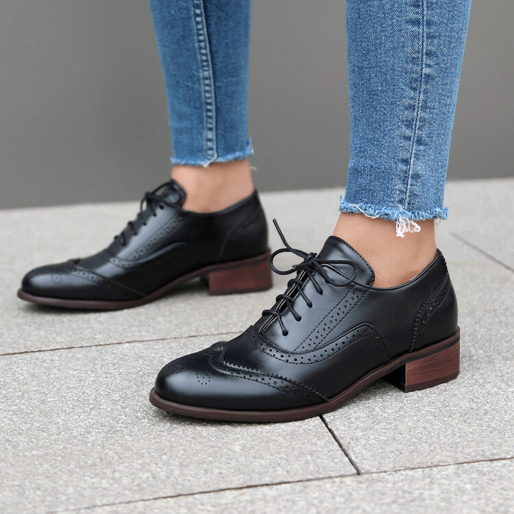 Women's Oxfords Brogue Low Heel Shoes