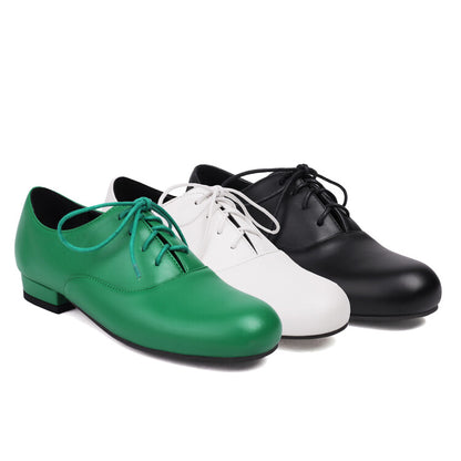 Women's Lace-Up Square Toe Low Heel Oxfords Shoes