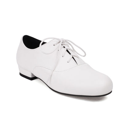 Women's Lace-Up Square Toe Low Heel Oxfords Shoes