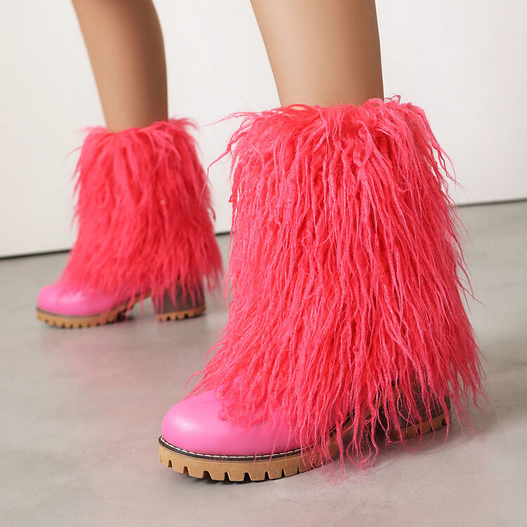 Women's Tassel Round Toe Platform Short Boots