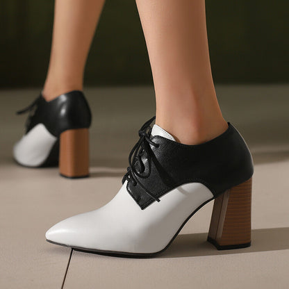 Women's Pointed Toe Block Heel Oxford Shoes