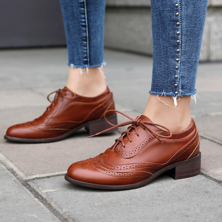 Women's Lace Up Brogue Oxford Shoes