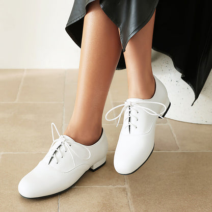 Women's Lace-Up Square Toe Low Heel Oxfords Shoes