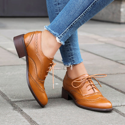 Women's Lace Up Brogues Low Heel Oxford Shoes