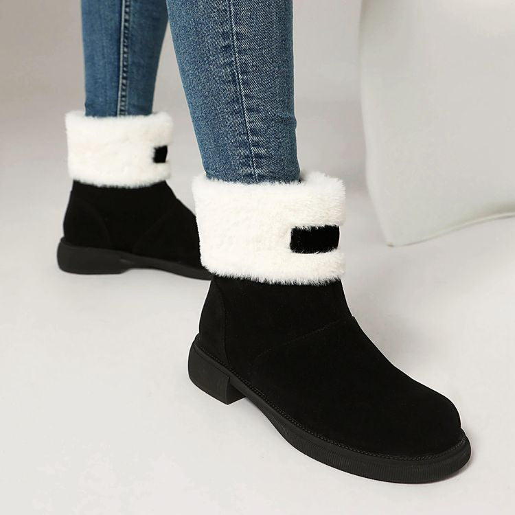 Women's Patchwork Round Toe Flat Platform Boots