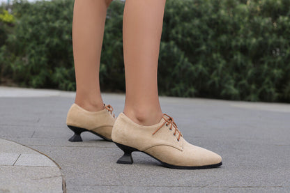 Women's Pointed Toe Hoof Heel Oxford Shoes