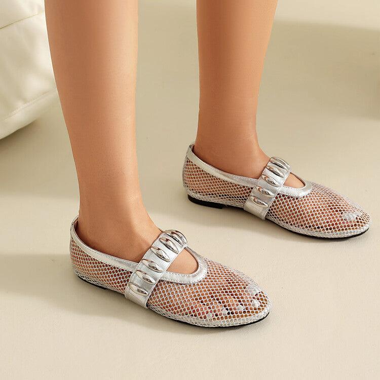 Women's Mesh Mary Jane Flat Shoes