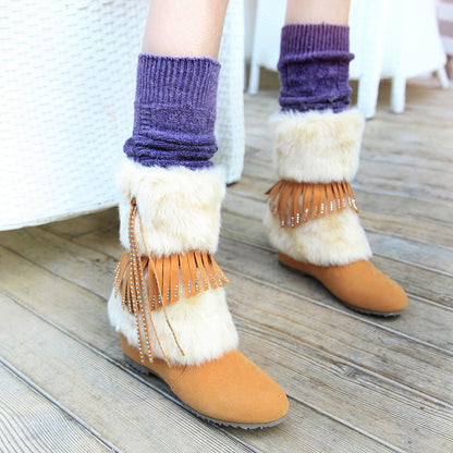 Tassel Snow Boots Suede Winter Wedges Women Shoes