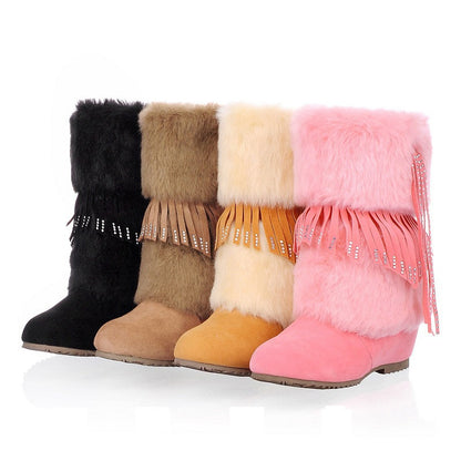 Tassel Snow Boots Suede Winter Wedges Women Shoes