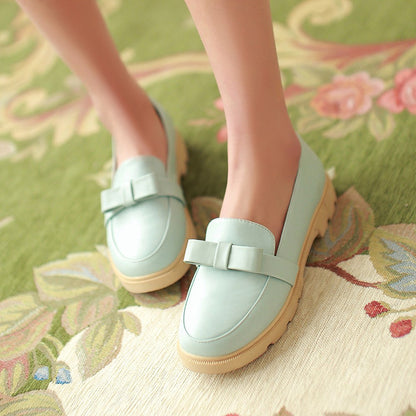 Cute Bow Low Heels Women Shoes 6419