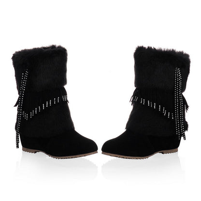 Tassel Snow Boots Suede Winter Wedges Women Shoes