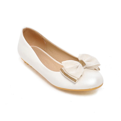 Round Toe Bow Women Flats Shoes Plus Size