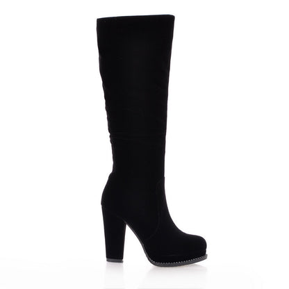 Black Platform Knee High Boots High Heels Shoes Woman 3293 3293