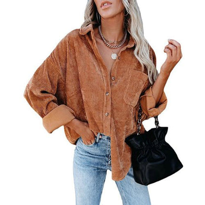 Womens Oversize Long Seelved Blouse Shirt