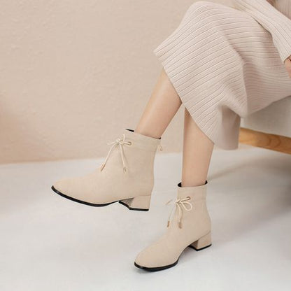 Women Knot Low Heels Short Boots