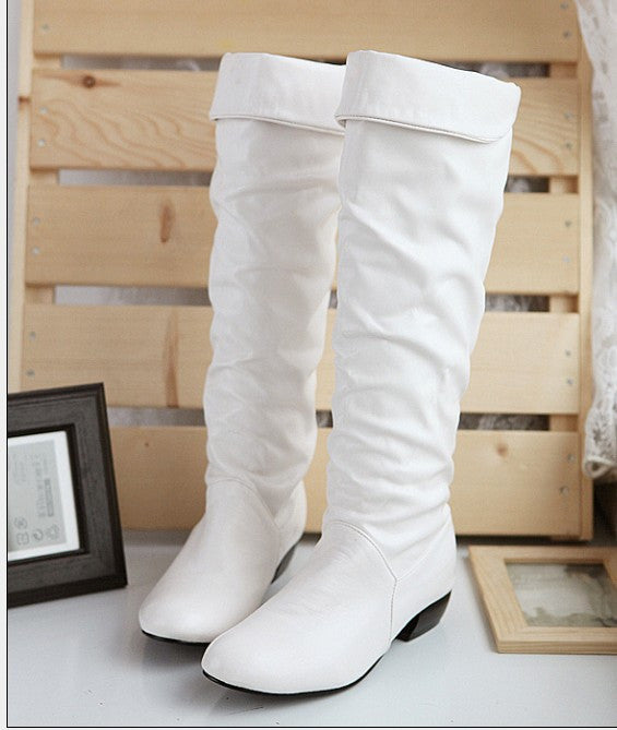 Knee High Boots PU Leather Rubber Sole Women Shoes – Shoeu