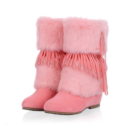 Tassel Snow Boots Suede Winter Wedges Women Shoes