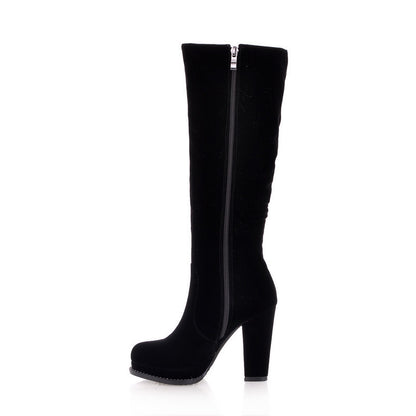 Black Platform Knee High Boots High Heels Shoes Woman 3293 3293