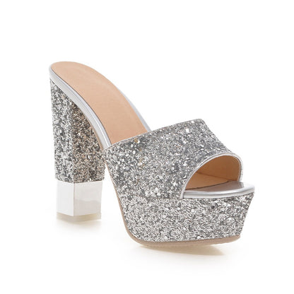 Sexy Sequin Sandals Women Pumps Platform High-heeled Shoes Woman