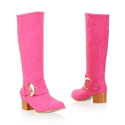 Women Knee High Boots Candy Colors High Heels Shoes Woman  3363