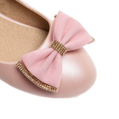 Round Toe Bow Women Flats Shoes Plus Size