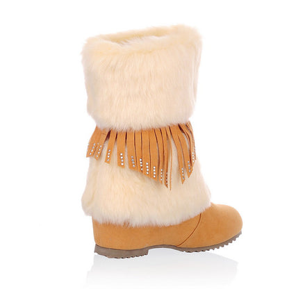 Tassel Snow Boots Suede Winter Wedges Women Shoes