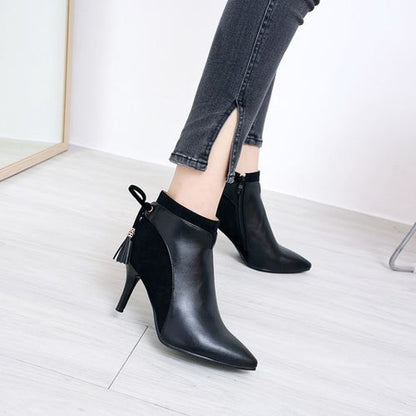 Pointed Toe Women's High Heeled Ankle Boots