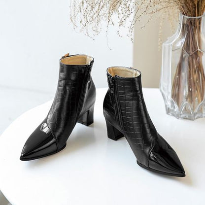 Pointed Toe Rhinestone Women's High Heeled Ankle Boots