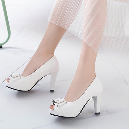 Women's Sweet Bow Platform Chunky Heel Pumps