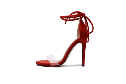 Women's Ultra High Heeled Strap Transparent Stiletto Heel Sandals