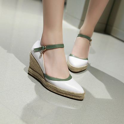 Women's High Heel Buckle Platform Wedge Sandals