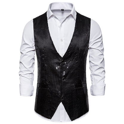 Sequined Men's Vest With Bowtie Performance Clothing