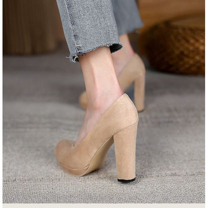 Women Suede Platform Pumps High Heels