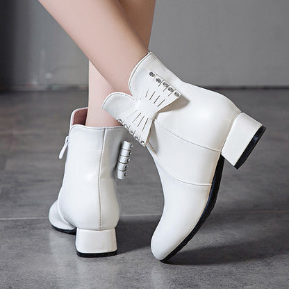 Women's Bow Low Heeled Short Boots