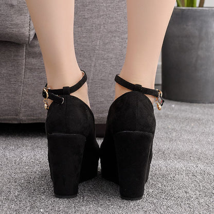 Women Round Toe Bow Tie Platform Ankle Strap Mary Janes Wedge Heel Pumps