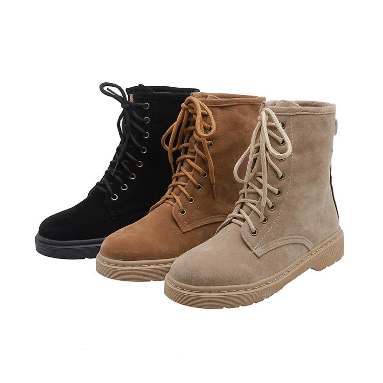 Women Lace Up Short Boots Shoes Woman