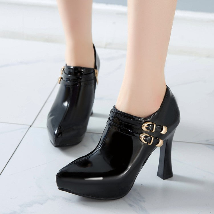 Women Double Buckle High Heels