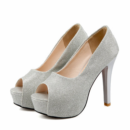 Women Peep Toe High Heels Platform Pumps