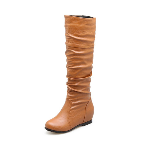 Women Wedges Heel Knee High Boots