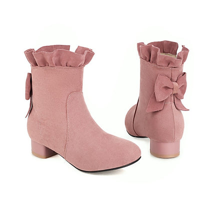 Women Ruffle High Heel Short Boots