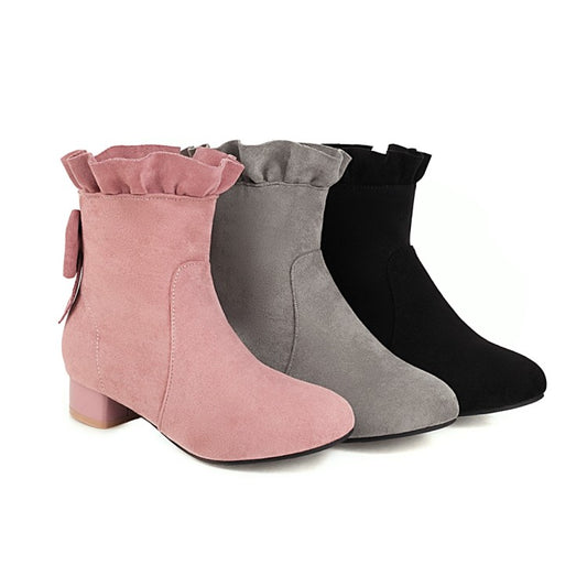 Women Ruffle High Heel Short Boots