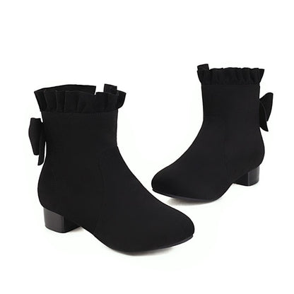 Women Ruffle High Heel Short Boots