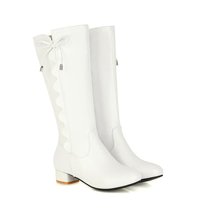 Women Knot Low Heel Mid Calf Boots