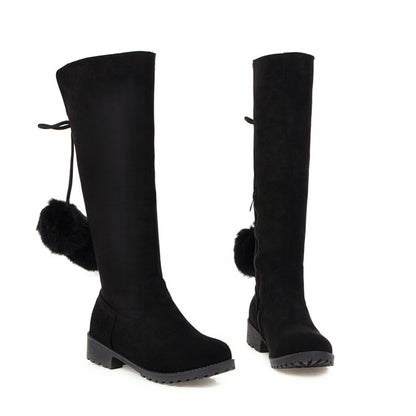 Women Ball Low Heels Knee High Boots