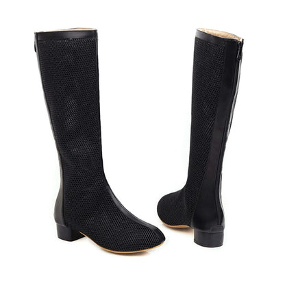 Women Heels Mesh Knee High Boots