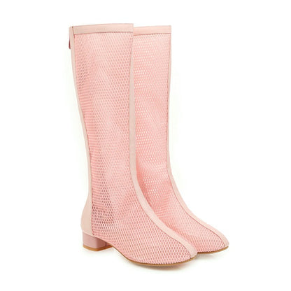 Women Heels Mesh Knee High Boots