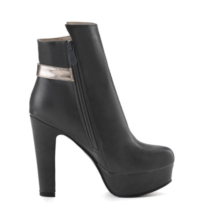 Women Metal Platform High Heel Short Boots