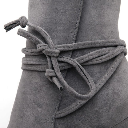 Women Knot High Heels Short Boots